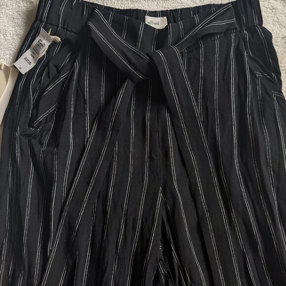 Aritzia Wilfred Faun Pants Crop Tall Small Striped Tie High Waisted Wide Leg NWT - Picture 4 of 8